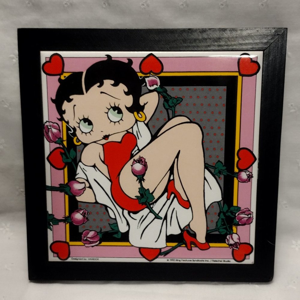 Betty Boop Wood Framed Trivet Tile